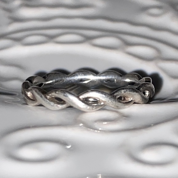 Sterling Silver Twisted Rope Wedding Anniversary Band Ring Vintage With Pouch - Picture 4 of 16